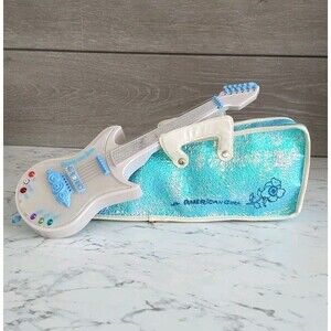 American Girl Doll Electric Guitar Glitter w Blue Case Retired Works See VIDEO!